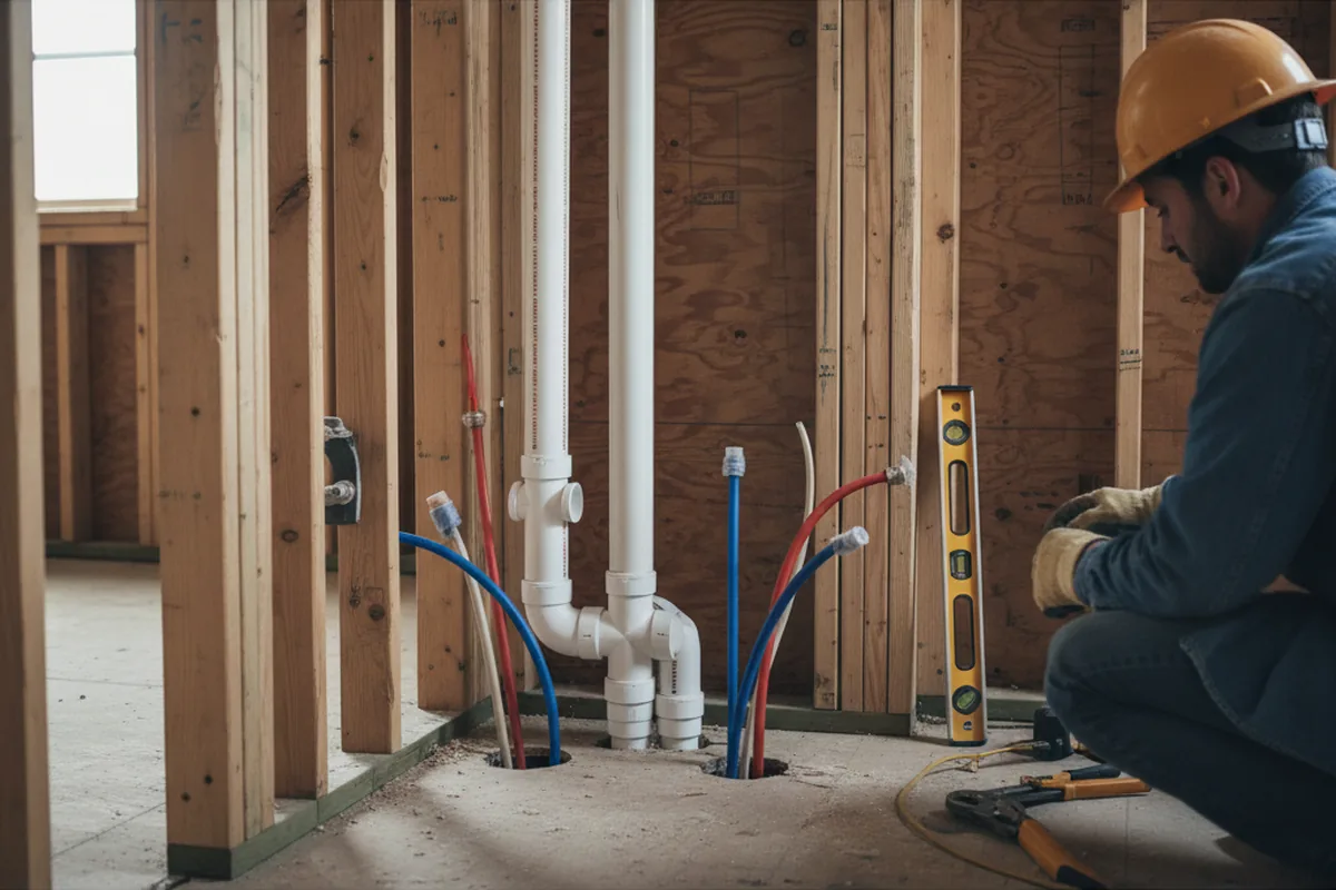 Drain and supply rough-in during Drain Cleaning in Ethel