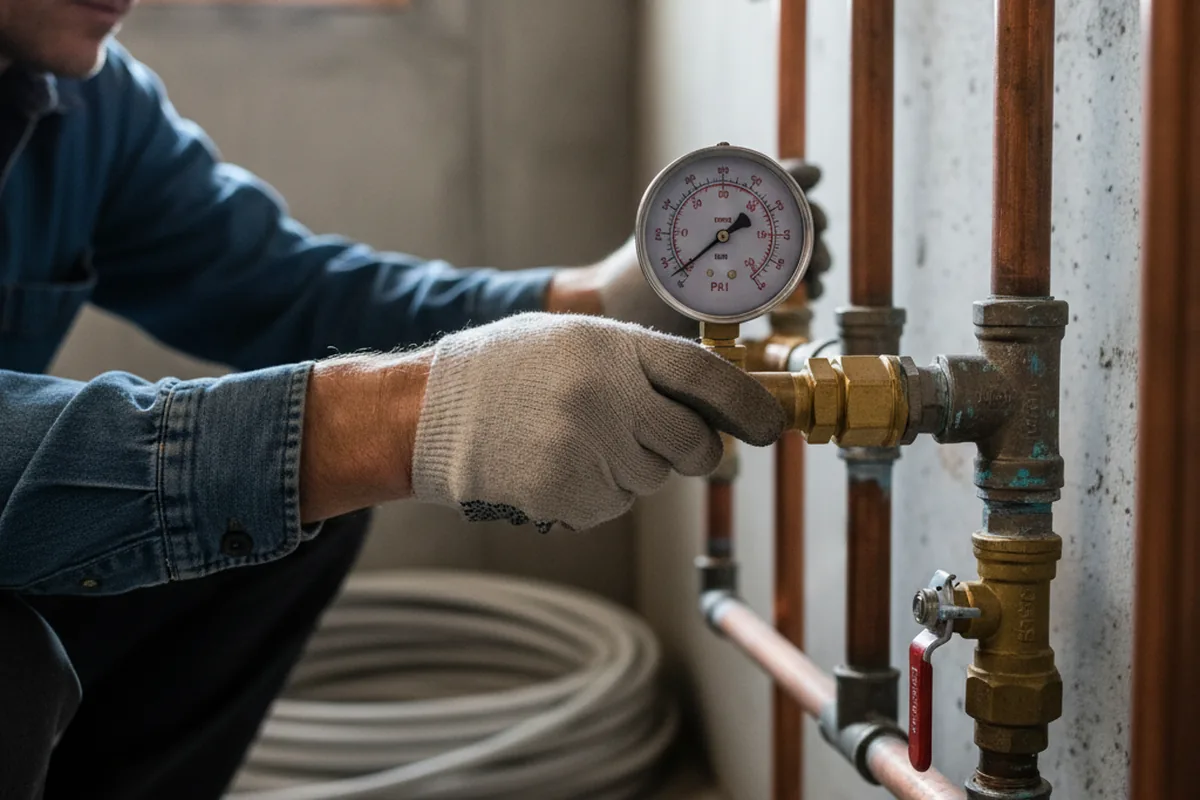 Pressure testing a repaired line during Water Line Repair in Ethel